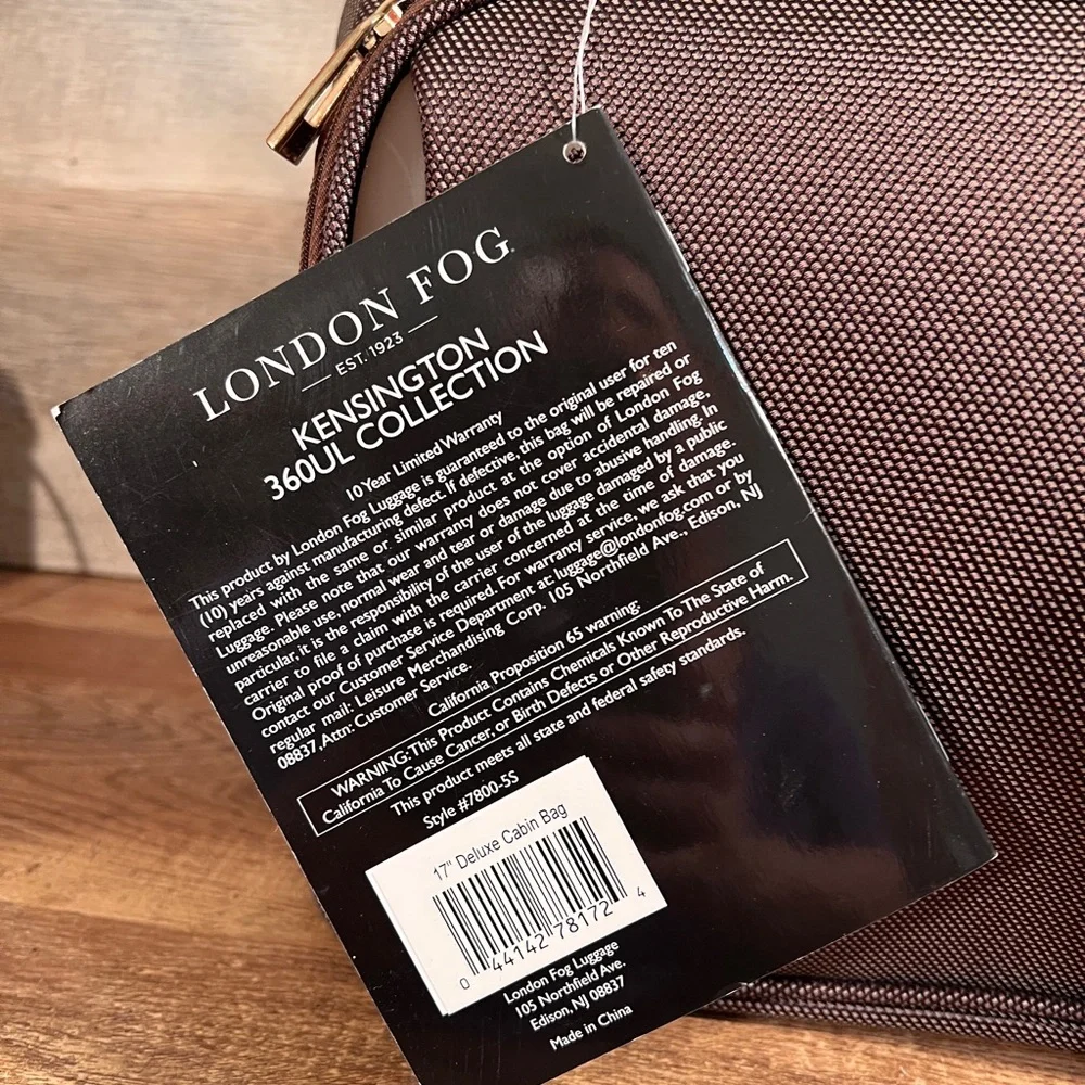 London Fog Kensington 360 17” Deluxe Cabin Bag NWT Brown Carry On Weekender Tote - Picture 9 of 16